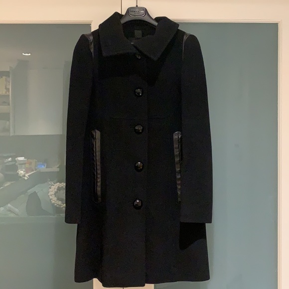 Mackage Women’s Funnel Neck Wool Cashmere Blend with Leather Trim - medium - Picture 1 of 10